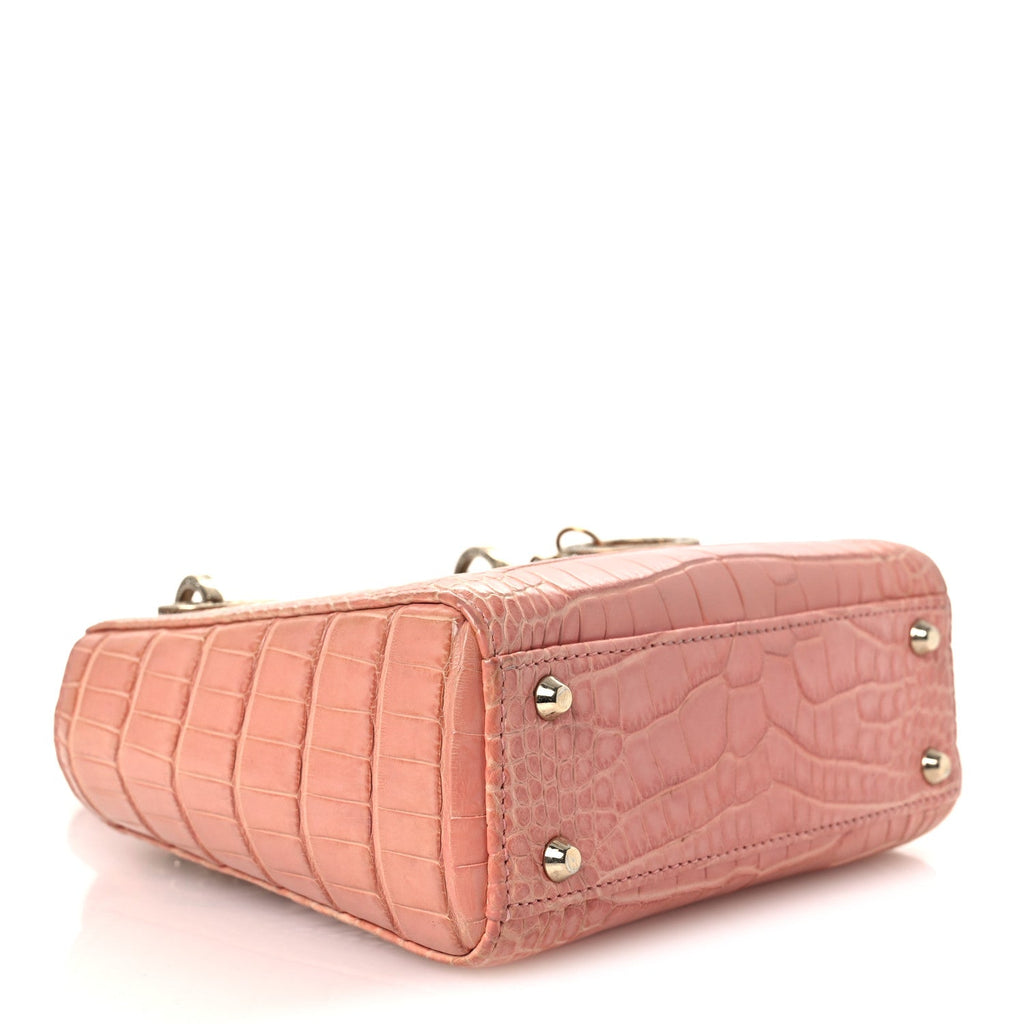 Alligator Crystal Mini Lady Dior Pink wholesalehk.shop