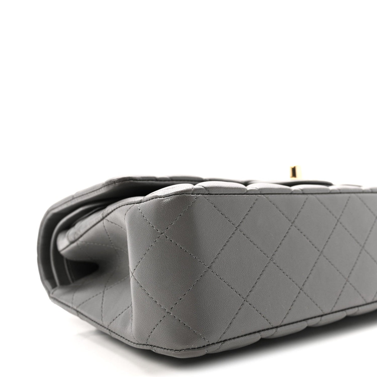 Lambskin Quilted Medium Double Flap Grey wholesalehk.shop