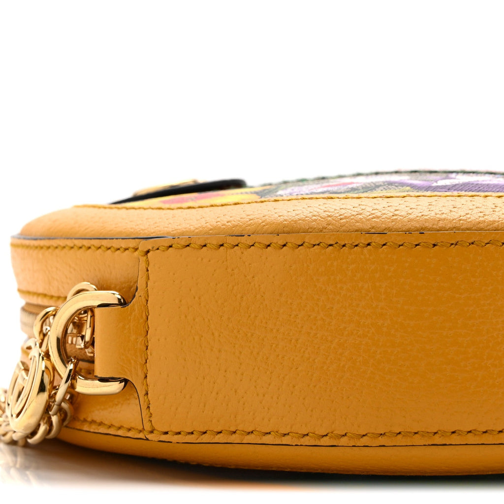 GG Supreme Monogram Flora Web Mini Ophidia Round Shoulder Bag Beige Multicolor Crop wholesalehk.shop