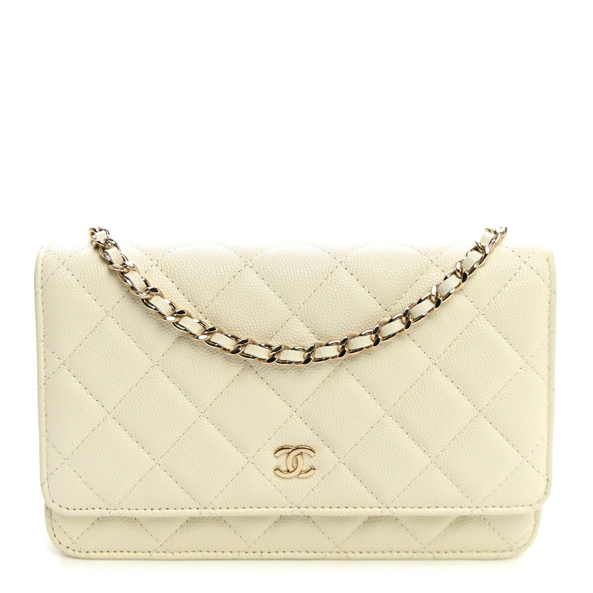 Caviar Quilted Wallet on Chain WOC White wholesalehk.shop