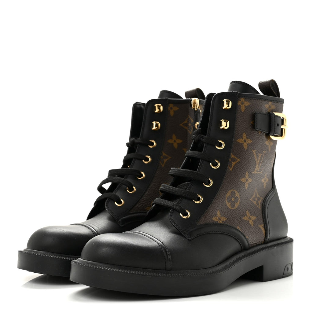 Calfskin Monogram Citizen Flat Ranger Boots 37.5 Cacao Brown Black £¨ Direct shipment via from wholesalehk.shop