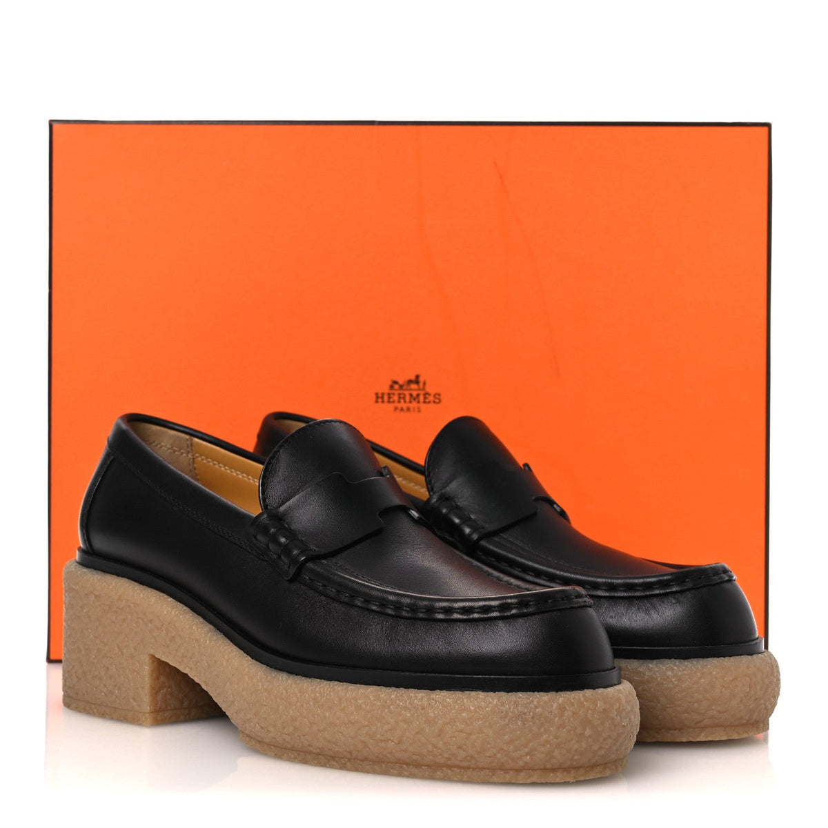 Glazed Calfskin Womens Fanny Loafers 36 Black wholesalehk.shop