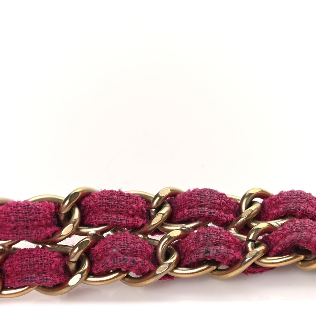 Tweed Quilted Medium Double Flap Fuchsia wholesalehk.shop