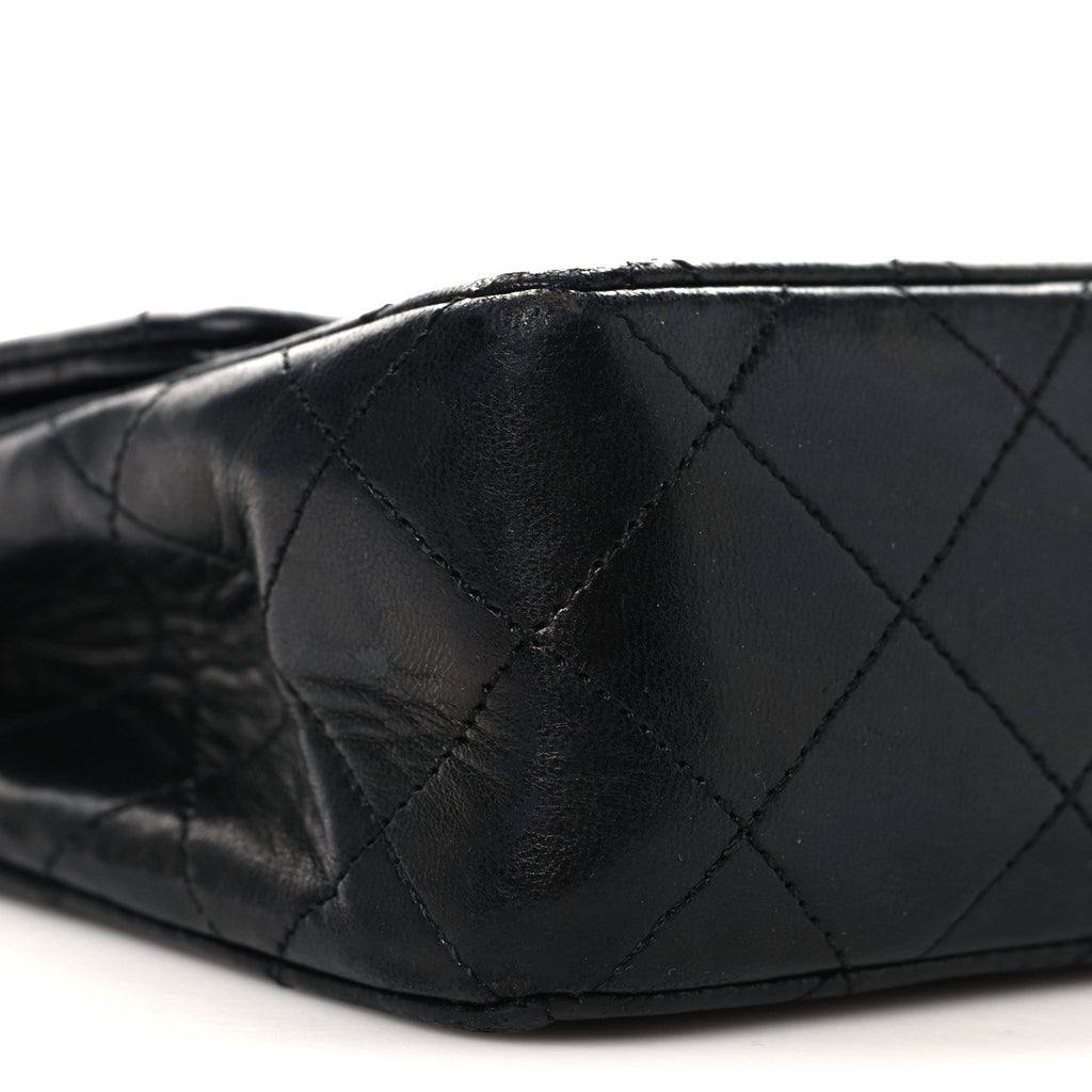 Lambskin Quilted Small Double Flap Black wholesalehk.shop