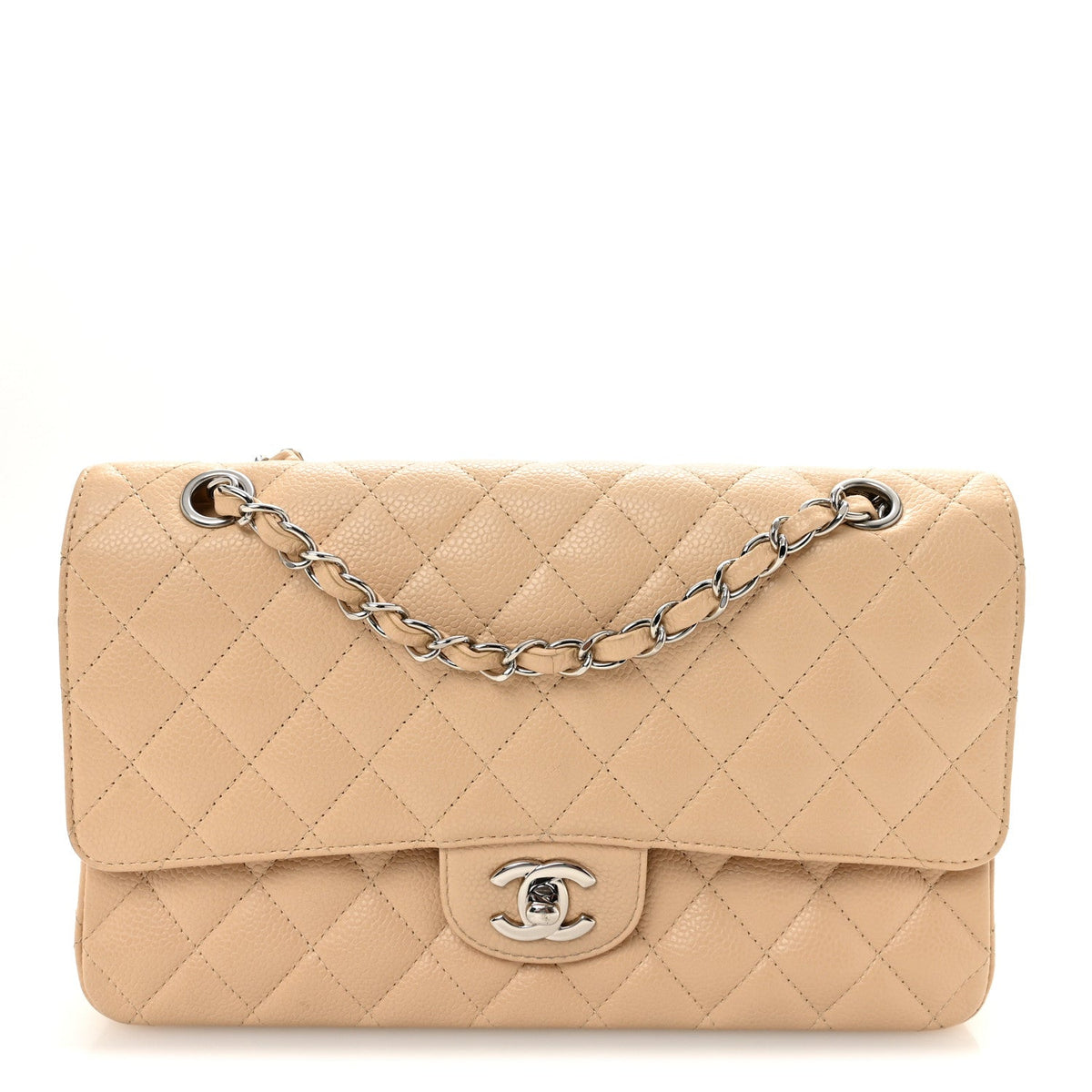 Caviar Quilted Medium Double Flap Beige Clair wholesalehk.shop