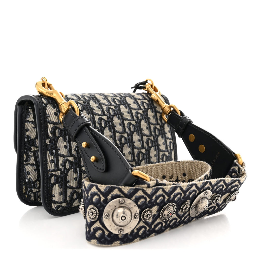 Oblique Small DiorAddict Flap Bag Navy Blue wholesalehk.shop