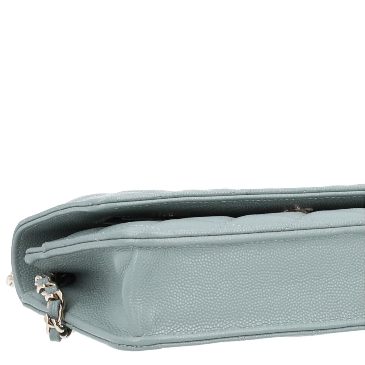 Caviar Quilted Wallet on Chain WOC Grey wholesalehk.shop
