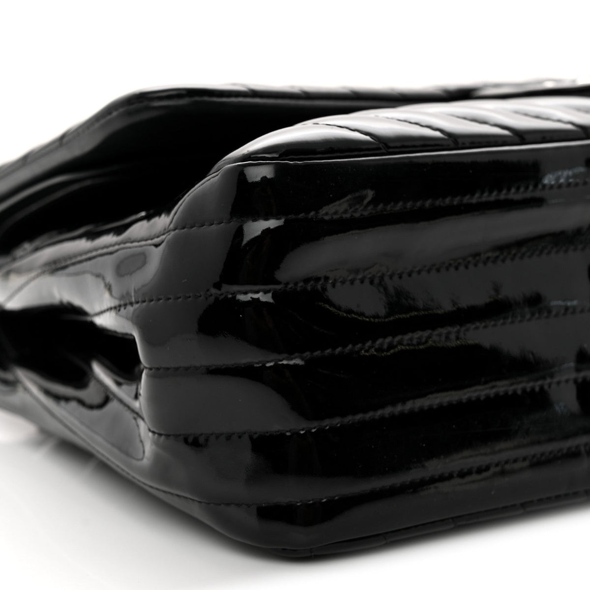 Patent Chevron Quilted Jumbo Double Flap Black wholesalehk.shop