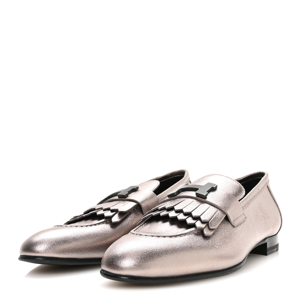 Metallic Goatskin Womens Royal Loafers 37.5 Champagne wholesalehk.shop