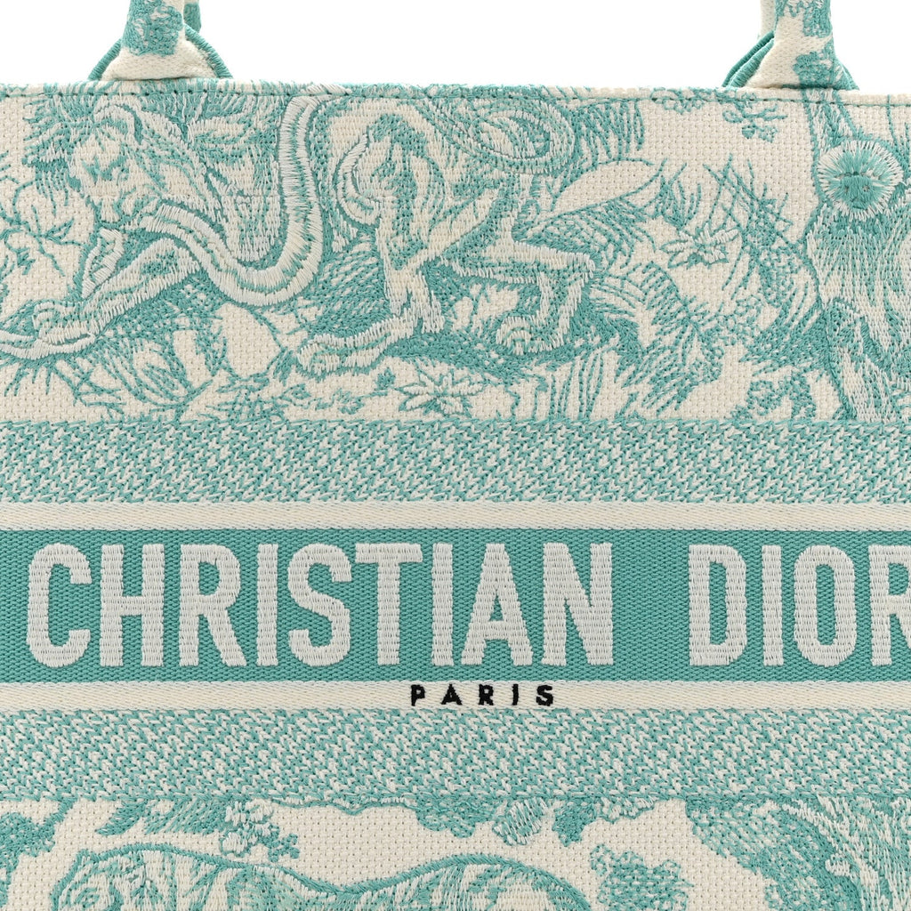 Canvas Embroidered Medium Dioriviera Toile De Jouy Book Tote Aquamarina £¨ Direct shipment via from wholesalehk.shop