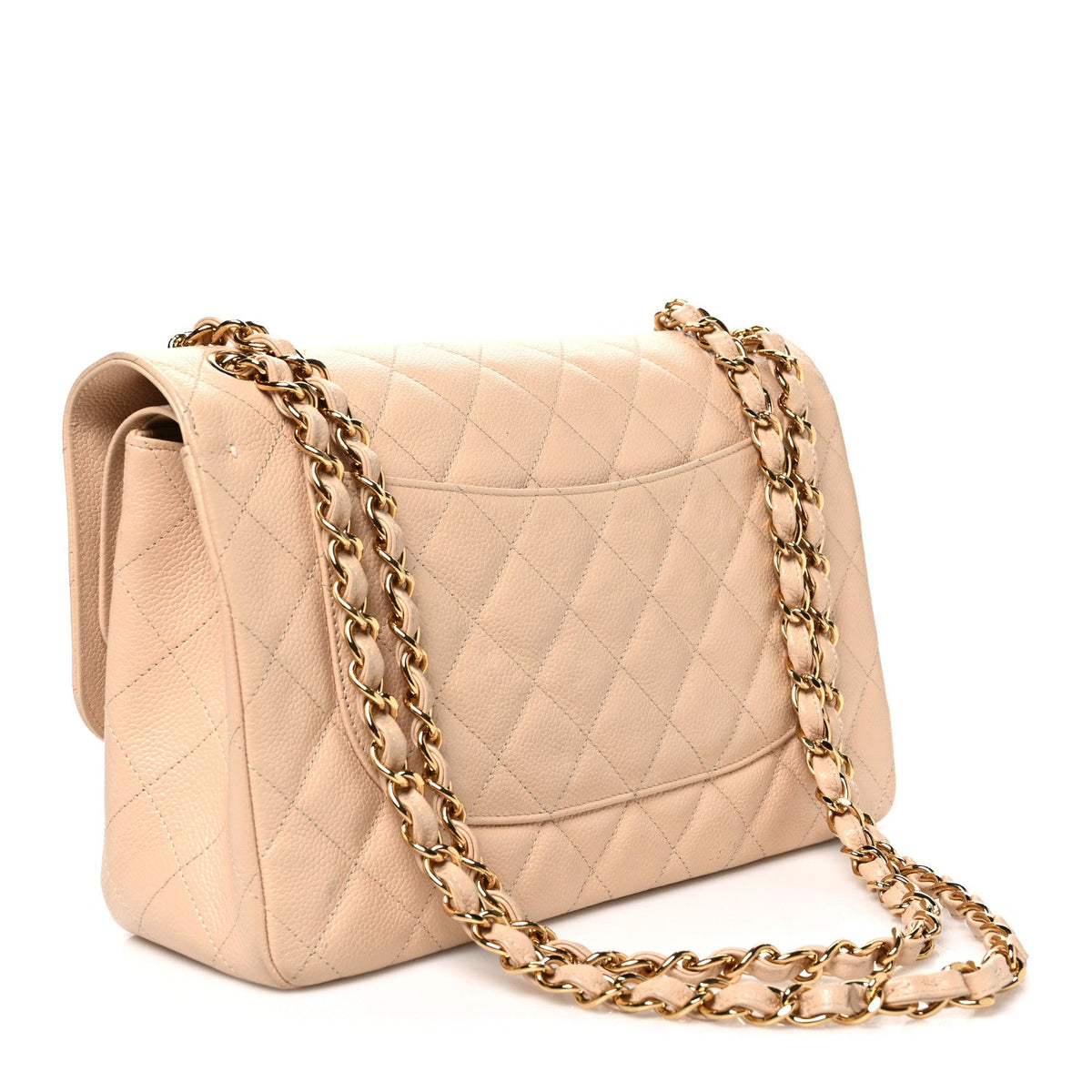 Caviar Quilted Jumbo Double Flap Beige wholesalehk.shop