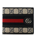 GG Supreme Monogram Web Mens Ophidia Bi-Fold Coin Wallet Beige Blue wholesalehk.shop