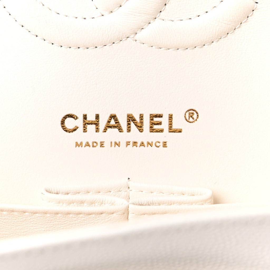 Caviar Quilted Medium Double Flap White wholesalehk.shop