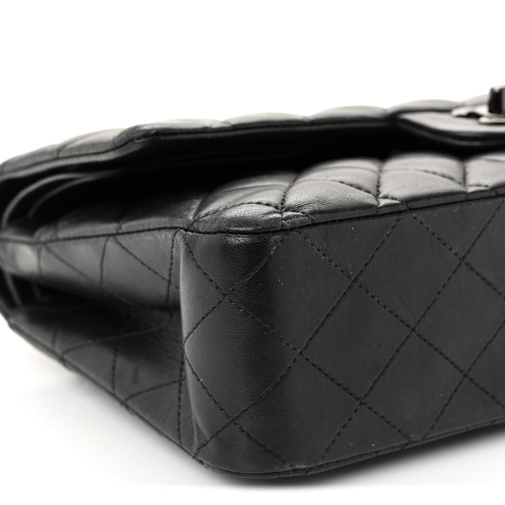 Lambskin Quilted Medium Double Flap So Black wholesalehk.shop