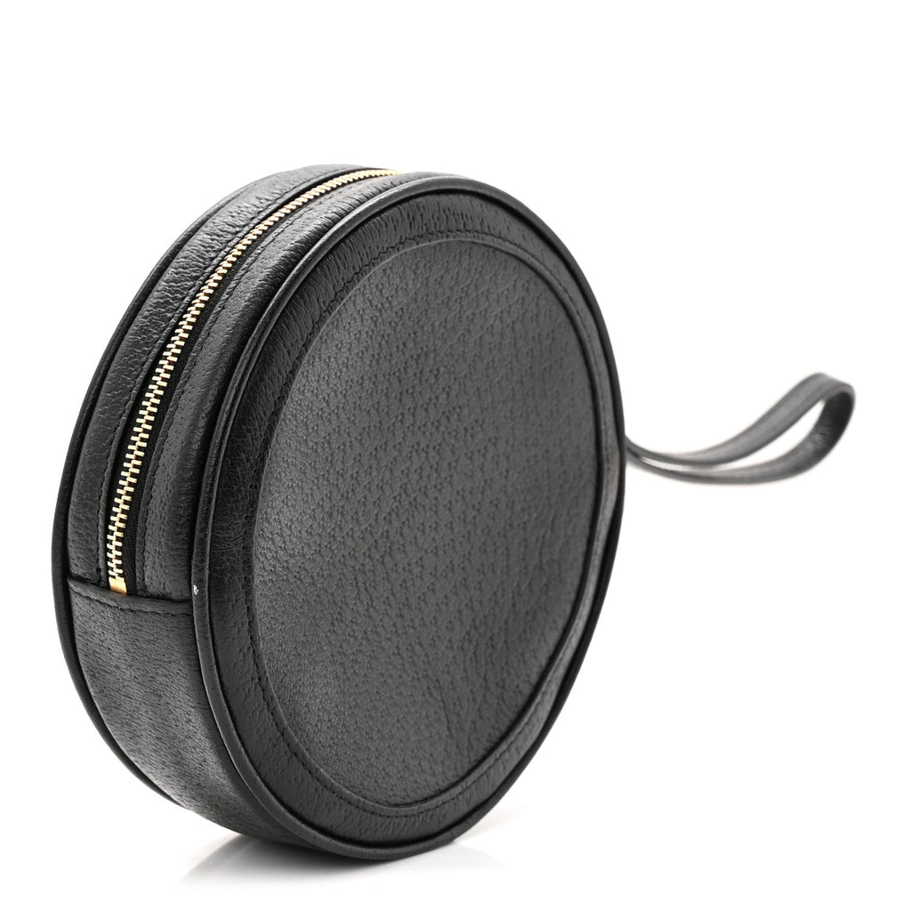 Textured Calfskin Web Ophidia Round Wrist Wallet Black wholesalehk.shop