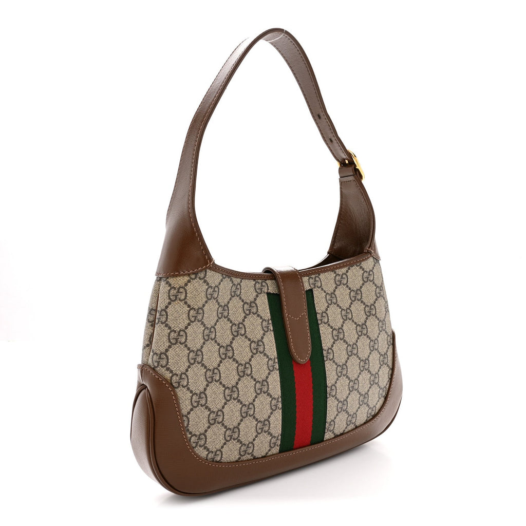 GG Supreme Monogram Azalea Calfskin Web Small Jackie 1961 Hobo Beige Ebony Brown Sugar £¨ Direct shipment via from wholesalehk.shop