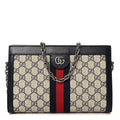 GG Supreme Monogram Textured Dollar Calfskin Web Small Ophidia Chain Shoulder Bag Beige Blue wholesalehk.shop