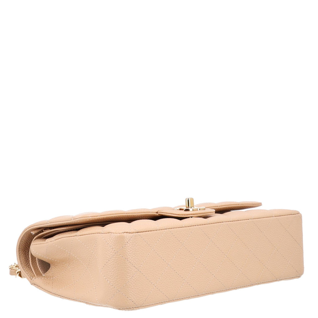 Caviar Quilted Medium Double Flap Beige wholesalehk.shop