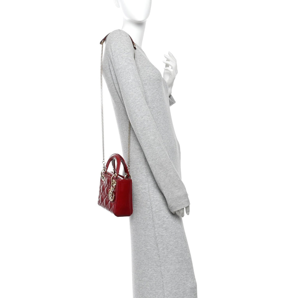 Patent Cannage Mini Lady Dior Red wholesalehk.shop