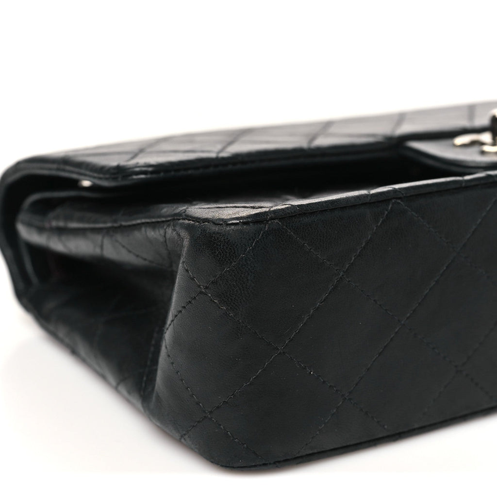 Lambskin Quilted Medium Double Flap Black wholesalehk.shop