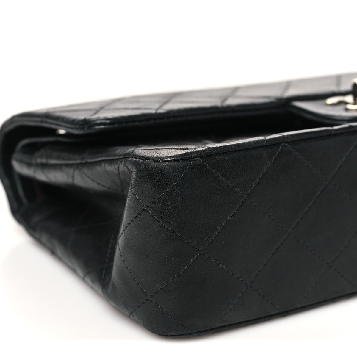 Lambskin Quilted Medium Double Flap Black wholesalehk.shop