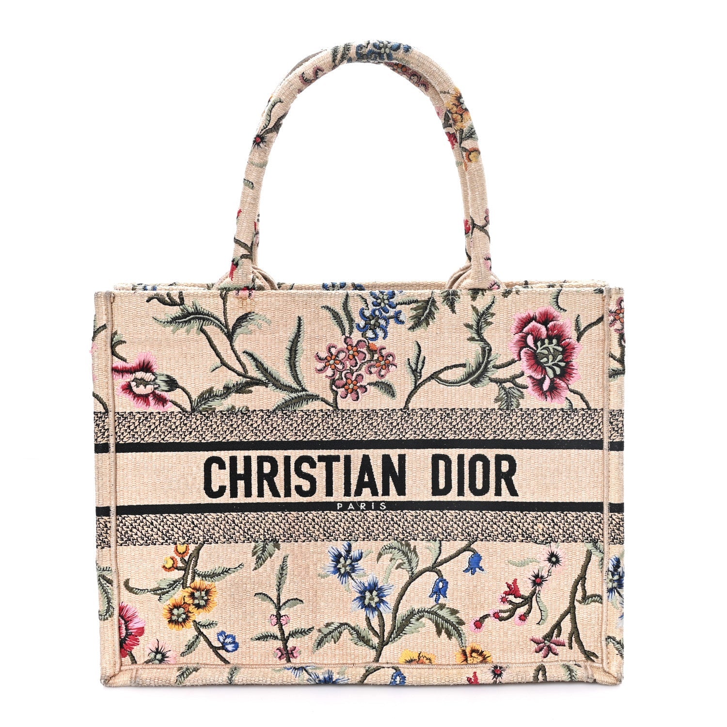 Raffia Embroidered Petites Fleurs Medium Book Tote Natural £¨ Direct shipment via from wholesalehk.shop