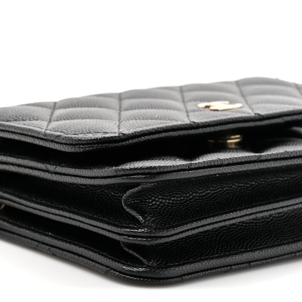 Caviar Quilted Mini Wallet On Chain WOC Black wholesalehk.shop