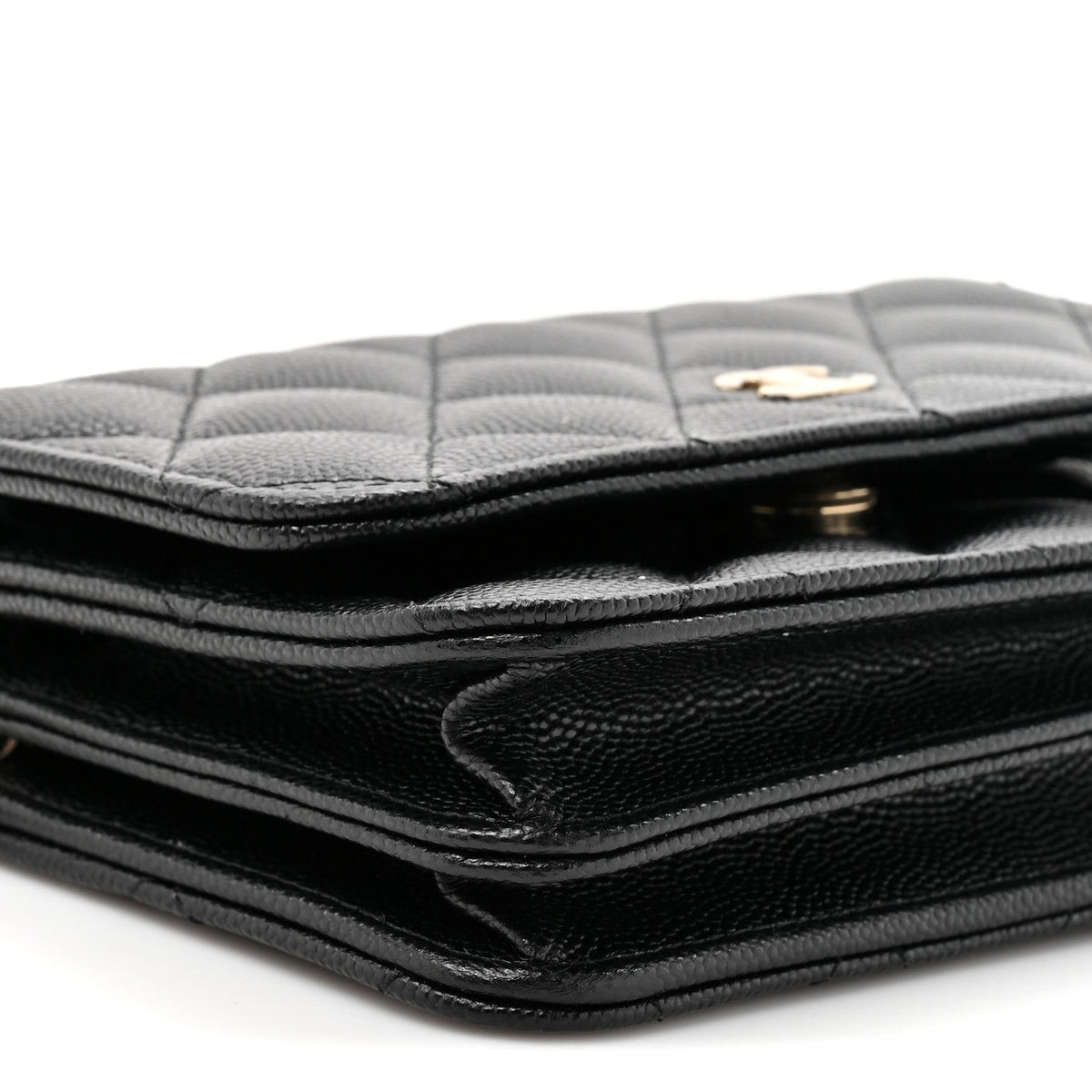 Caviar Quilted Mini Wallet On Chain WOC Black wholesalehk.shop