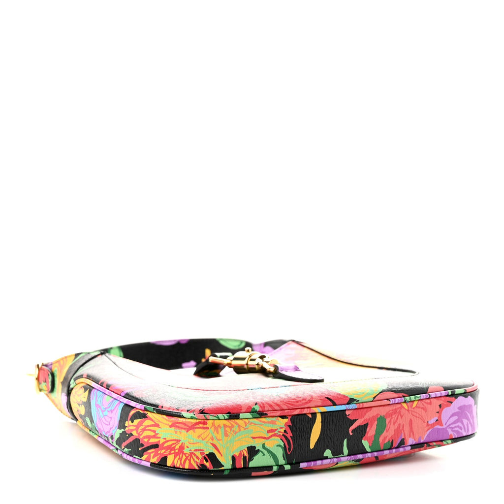 X KEN SCOTT New Shangai Calfskin Jenny Floral Print Small Jackie 1961 Hobo Black Pink £¨ Direct shipment via from wholesalehk.shop