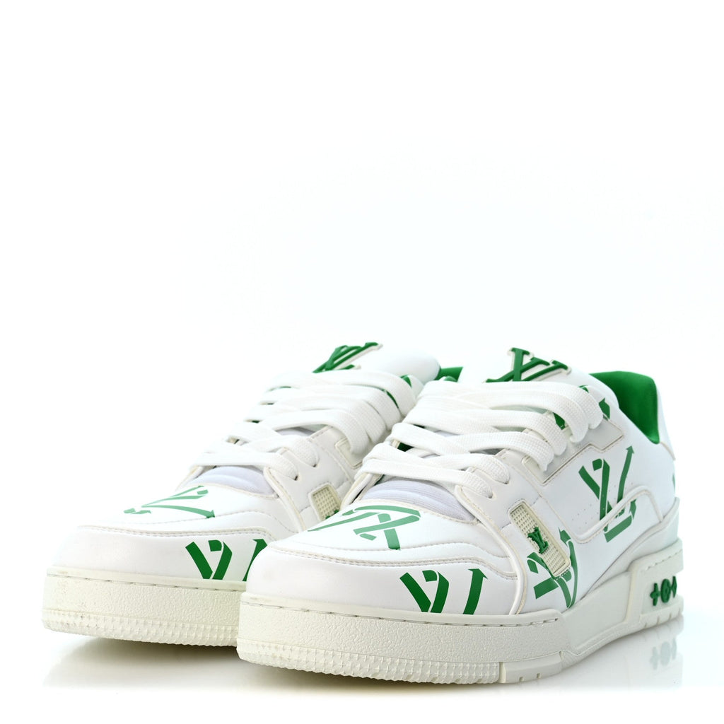 Mens LV Trainer Upcycling Sneakers 8.5 White Green £¨ Direct shipment via from wholesalehk.shop