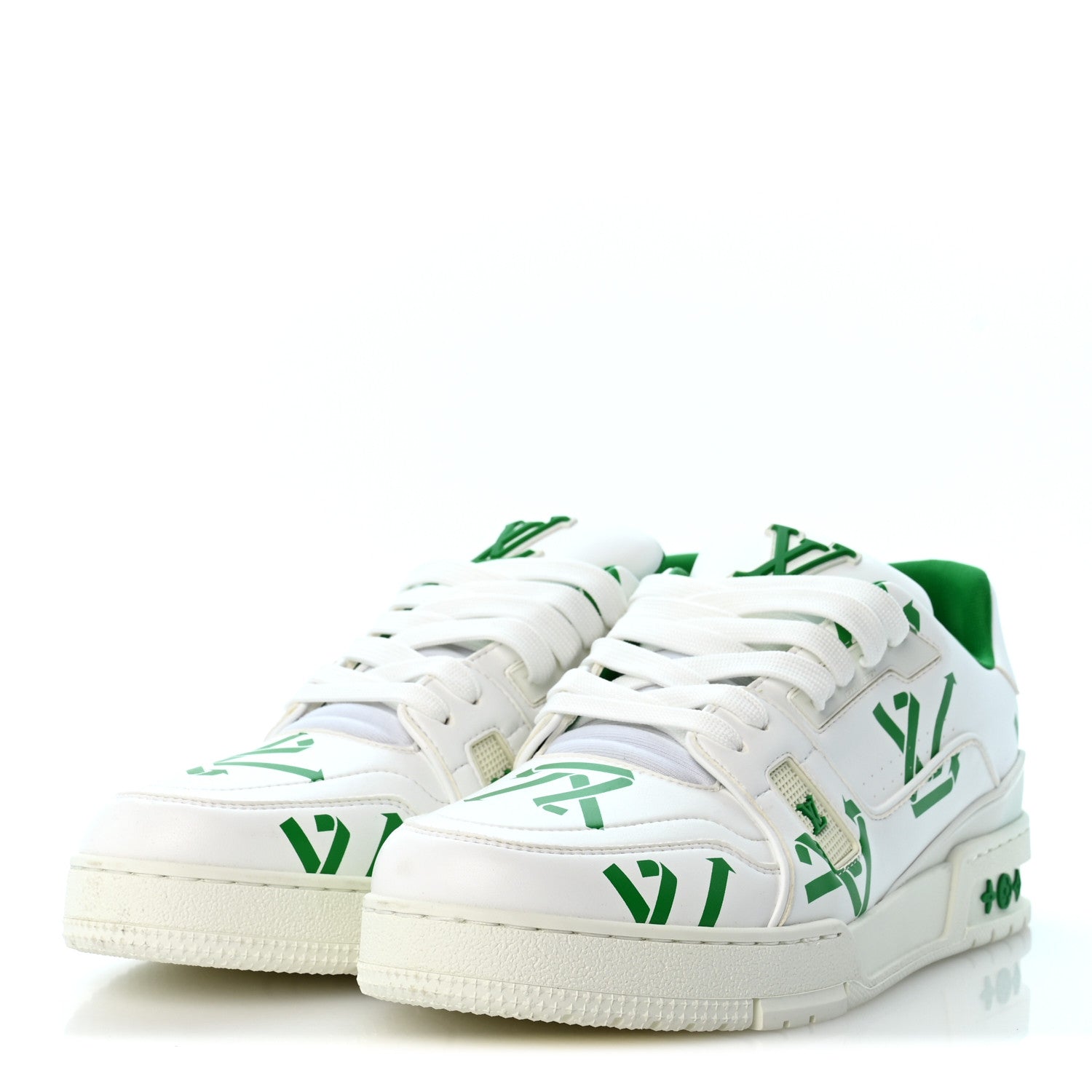 Mens LV Trainer Upcycling Sneakers 8.5 White Green £¨ Direct shipment via from wholesalehk.shop