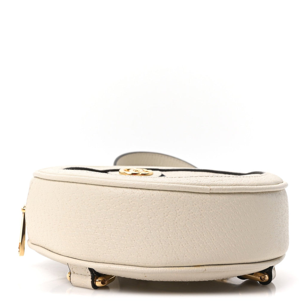 Textured Calfskin Web Mini Ophidia Round Backpack Mystic White wholesalehk.shop