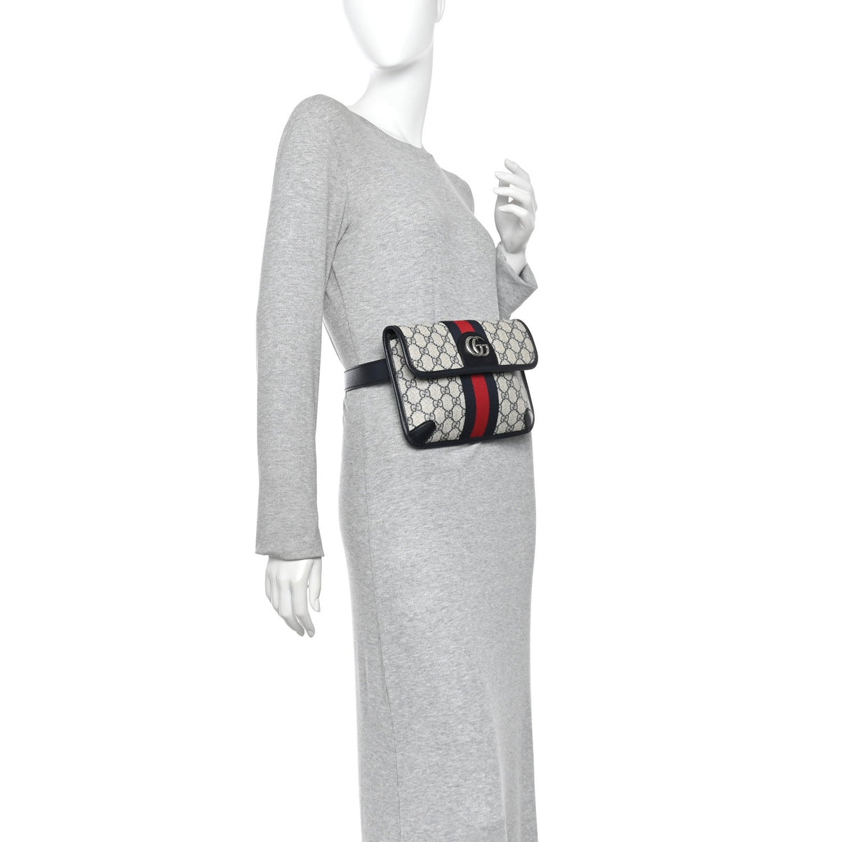 GG Supreme Monogram Web Small Ophidia Belt Bag 90 36 Beige Navy wholesalehk.shop