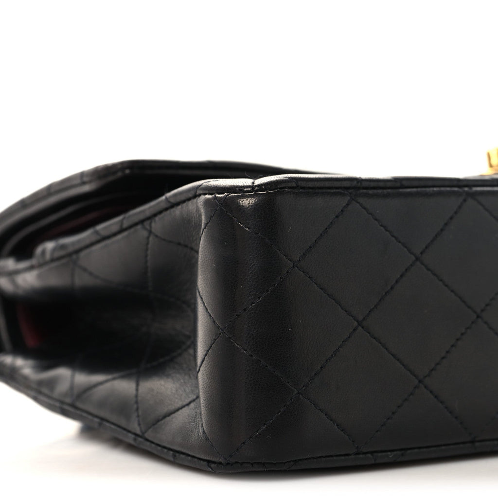 Lambskin Quilted Medium Double Flap Black wholesalehk.shop
