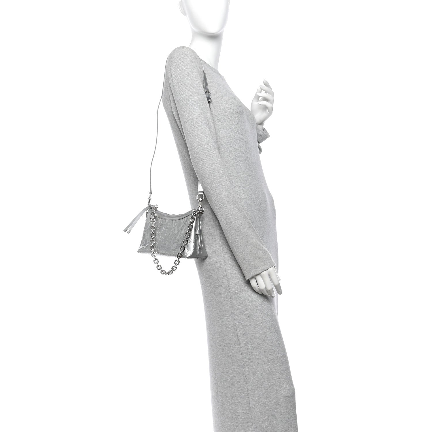 Shine Guccissima Emblem Small Shoulder Bag Silver £¨ Direct shipment via from wholesalehk.shop