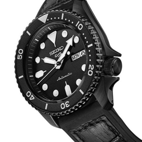 Seiko 5 Sport Automatic Black Dial Black Silicone Strap Watch For Men - SRPD65K3 wholesalehk.shop
