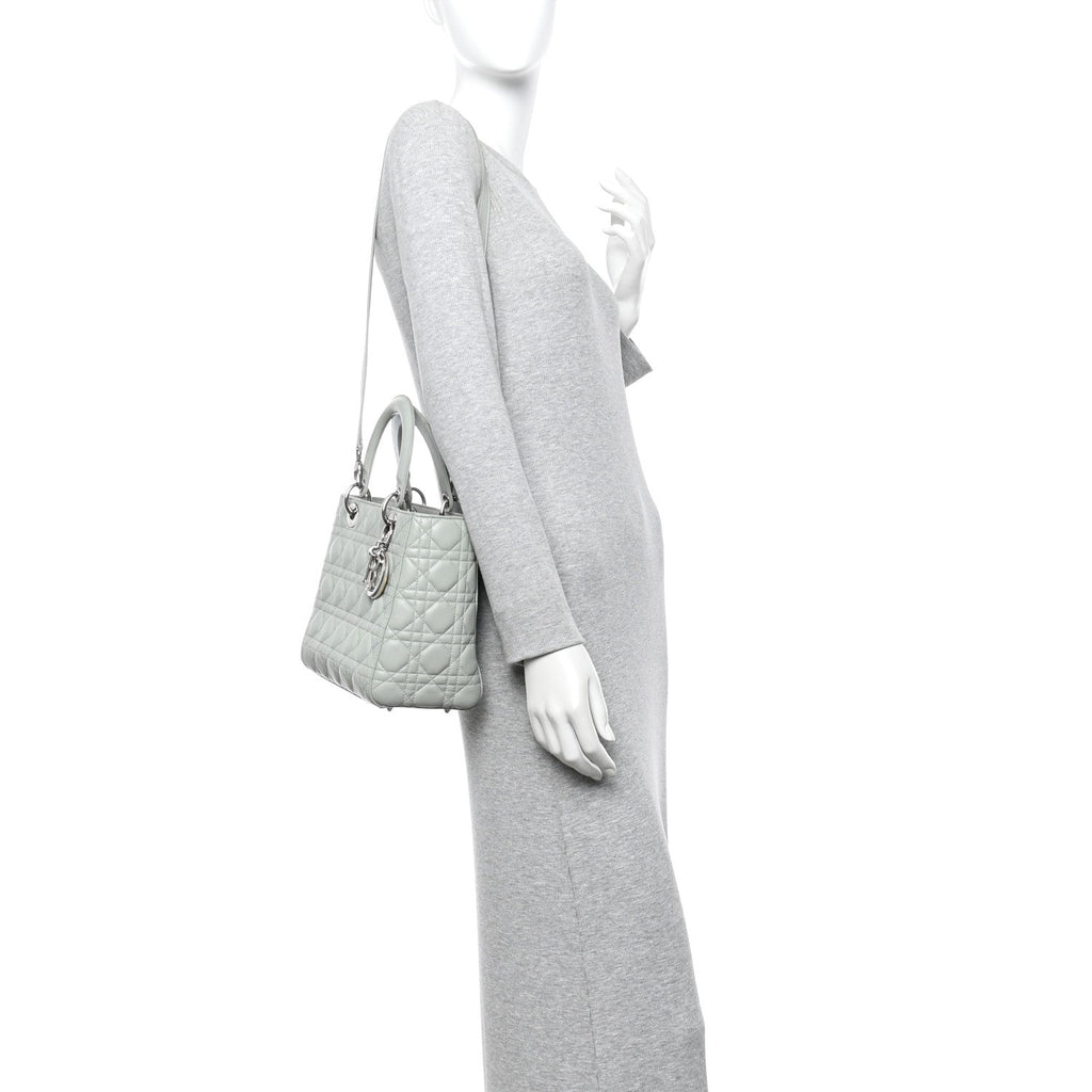 Lambskin Cannage Medium Lady Dior Green wholesalehk.shop
