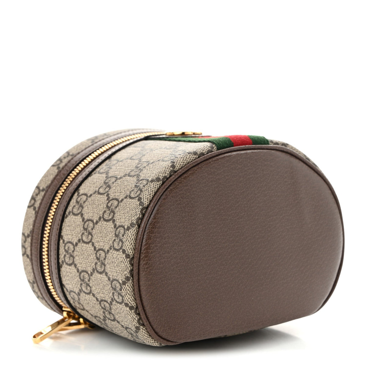 GG Supreme Monogram Textured Calfskin Web Ophidia Vanity Cosmetic Case Beige Ebony New Acero wholesalehk.shop