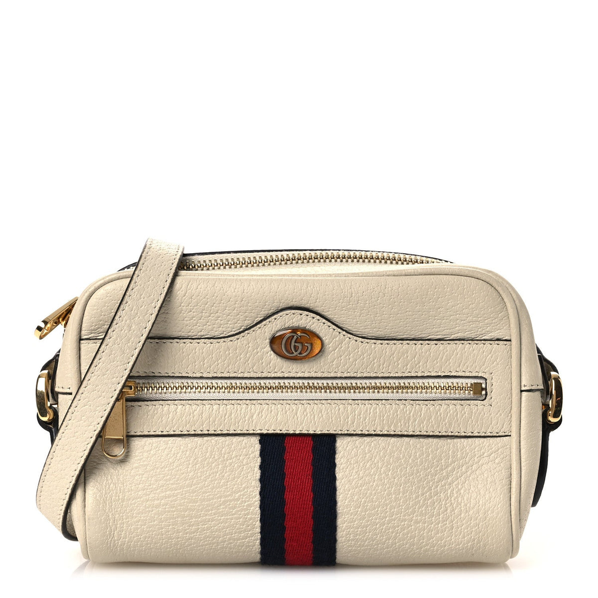 Textured Dollar Calfskin Web Mini Ophidia Shoulder Bag Mystic White wholesalehk.shop