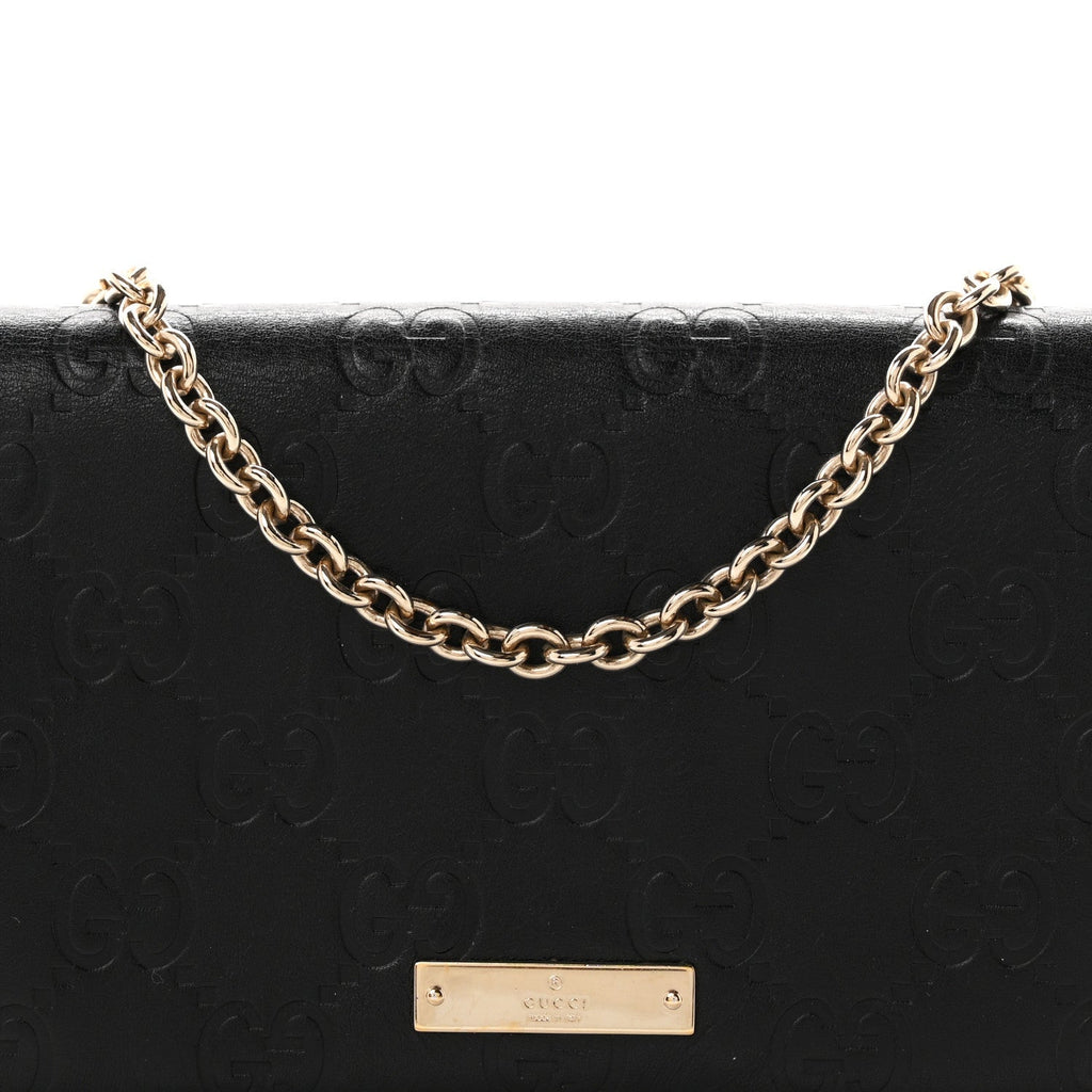 Guccissima Margaux Calfskin Metal Bar Chain Wallet Black £¨ Direct shipment via from wholesalehk.shop