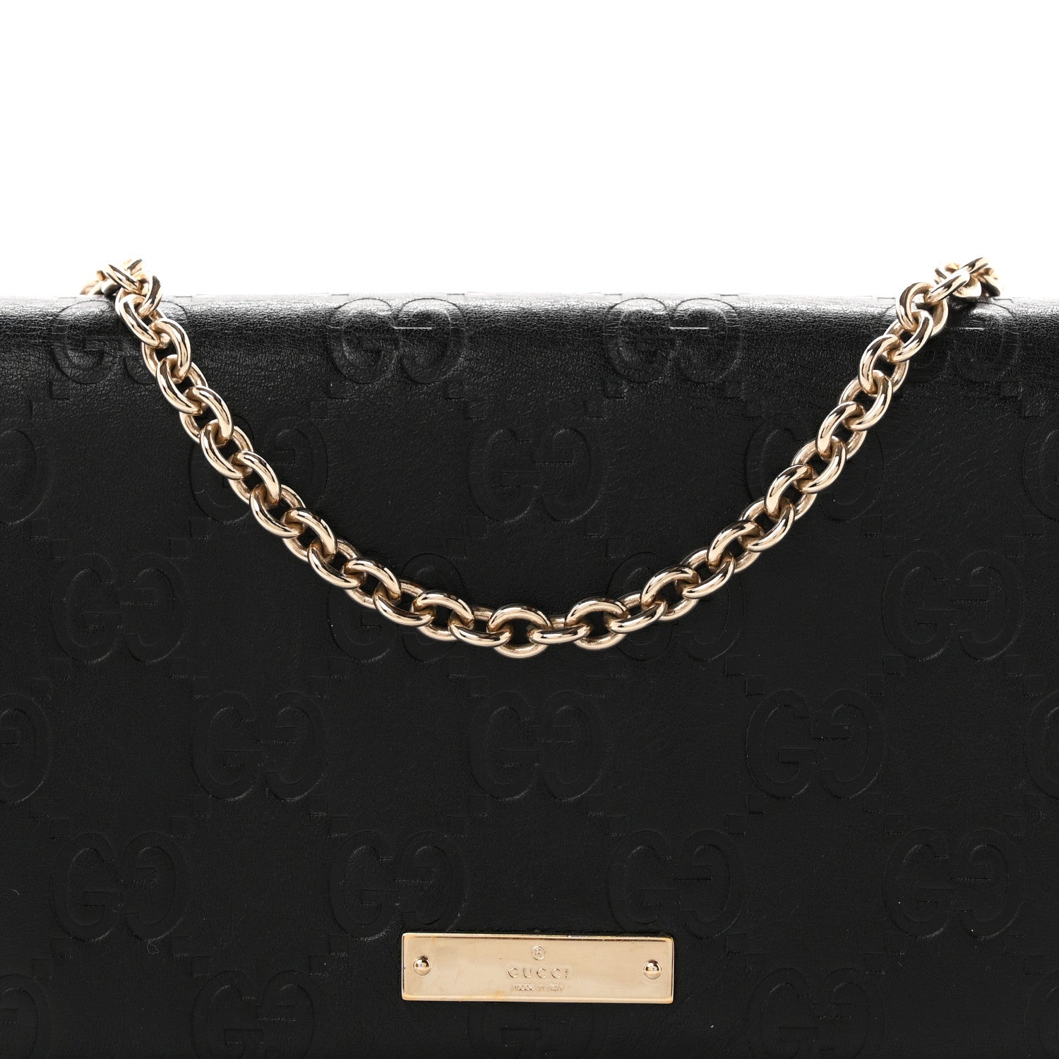 Guccissima Margaux Calfskin Metal Bar Chain Wallet Black £¨ Direct shipment via from wholesalehk.shop