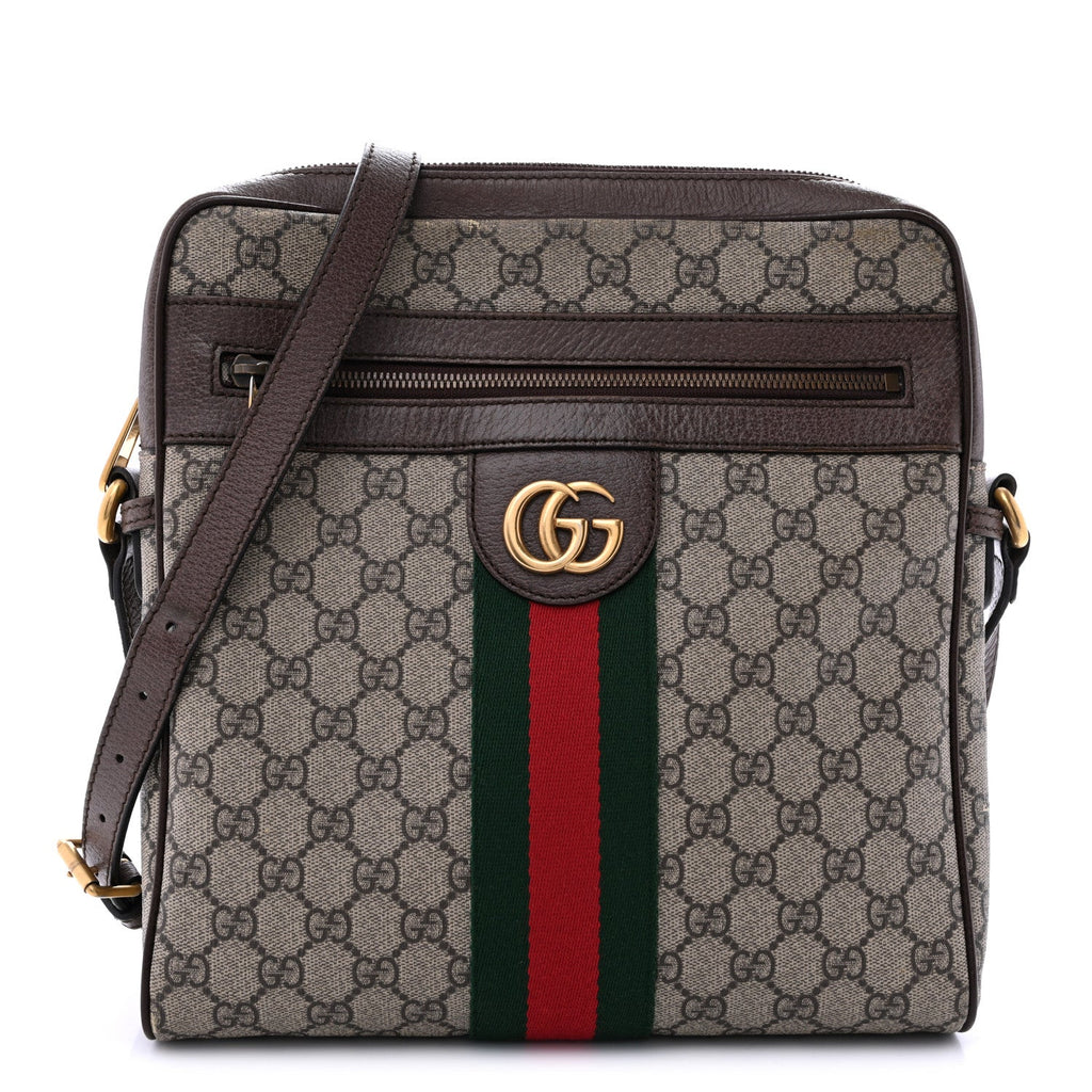 GG Supreme Monogram Web Medium Ophidia Messenger Bag Brown wholesalehk.shop