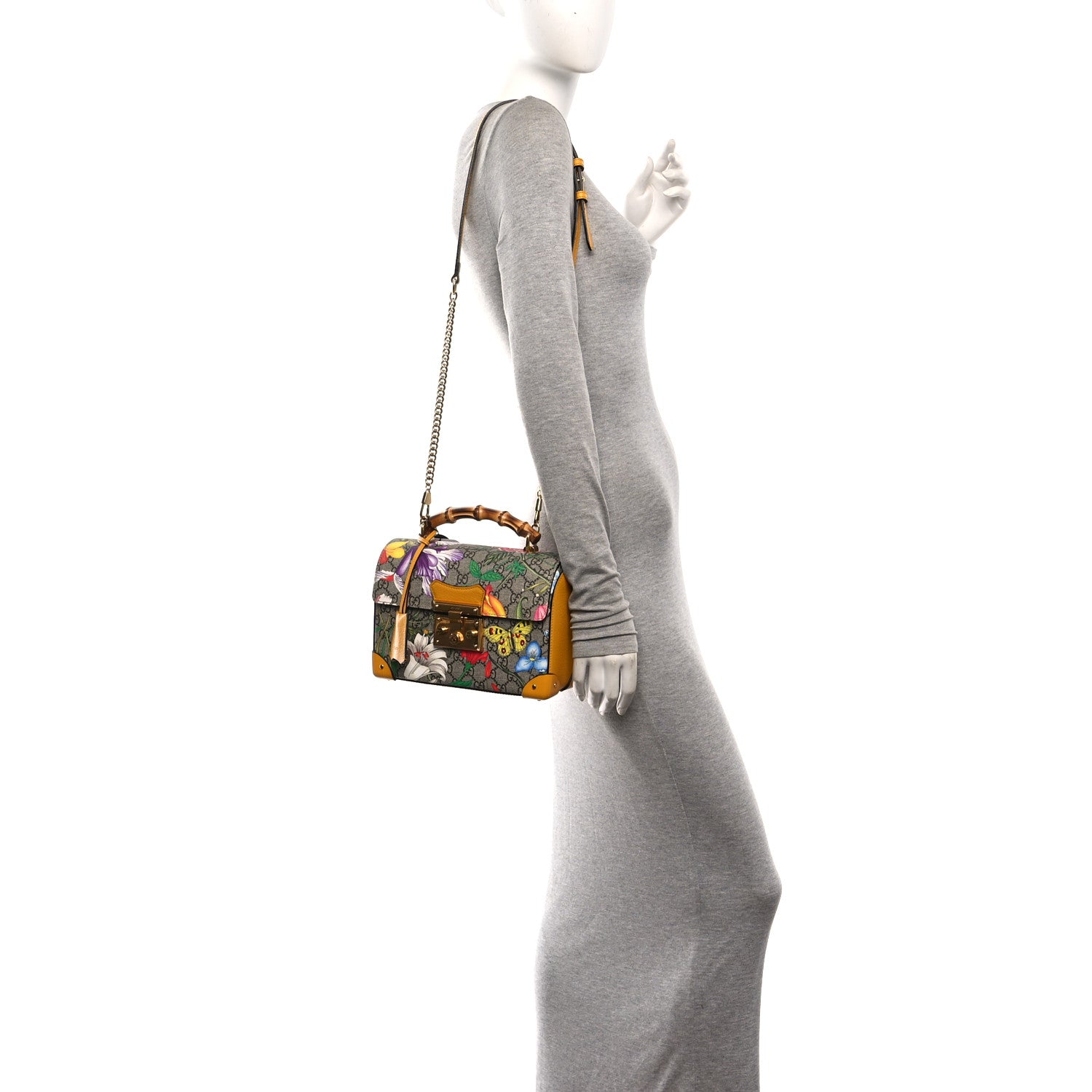 GG Supreme Monogram Flora Small Padlock Bamboo Shoulder Bag Beige Multicolor Crop £¨ Direct shipment via from wholesalehk.shop
