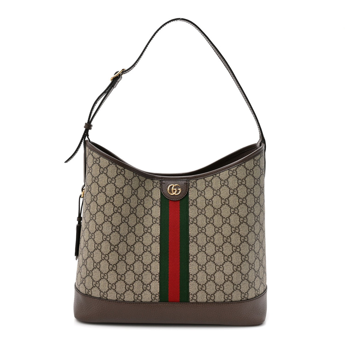 GG Supreme Monogram Textured Dollar Calfskin Web Large Ophidia Bucket Shoulder Bag Beige Ebony New Acero wholesalehk.shop