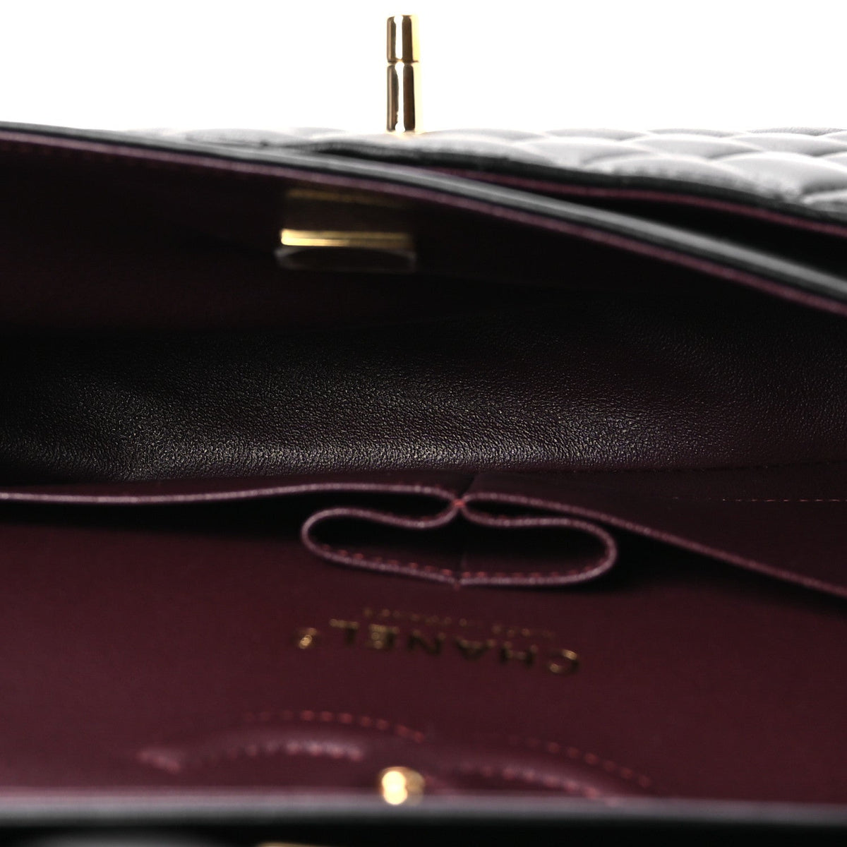 Lambskin Quilted Medium Double Flap Black wholesalehk.shop