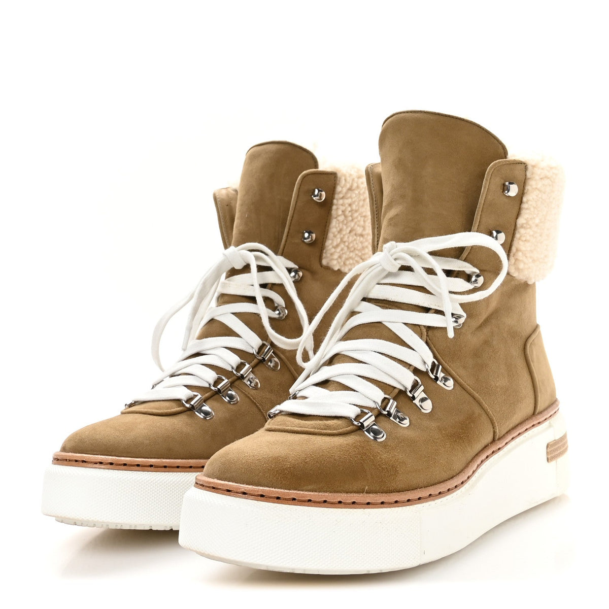 Chevre Velours Woolskin Womens Flocon Ankle Boots 39.5 Beige Gobi Ecru wholesalehk.shop