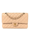 Caviar Quilted Medium Double Flap Beige wholesalehk.shop
