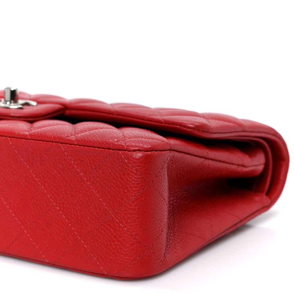 Caviar Quilted Medium Double Flap Red wholesalehk.shop