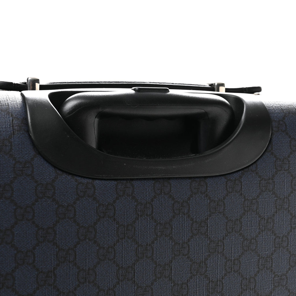 GG Supreme Monogram Textured Dollar Calfskin Web Ophidia Small Savoy Cabin Trolley Black Blue wholesalehk.shop