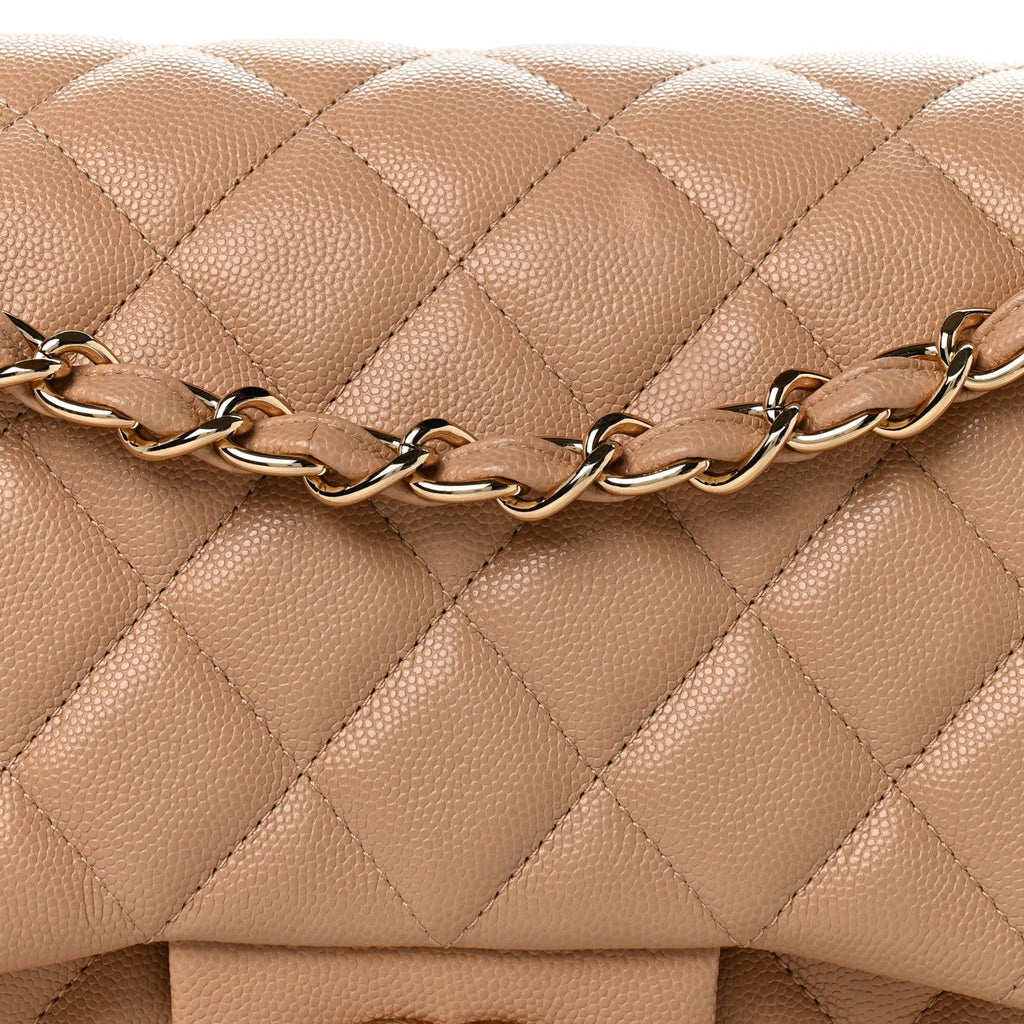 Caviar Quilted Jumbo Double Flap Beige Clair wholesalehk.shop